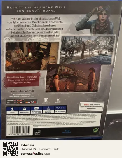 Syberia 3 PlayStation 4, Germany box back