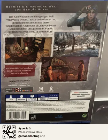 Syberia 3 PlayStation 4, Germany box back