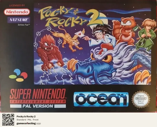 Pocky & Rocky 2 Super Nintendo Entertainment System, PAL box front
