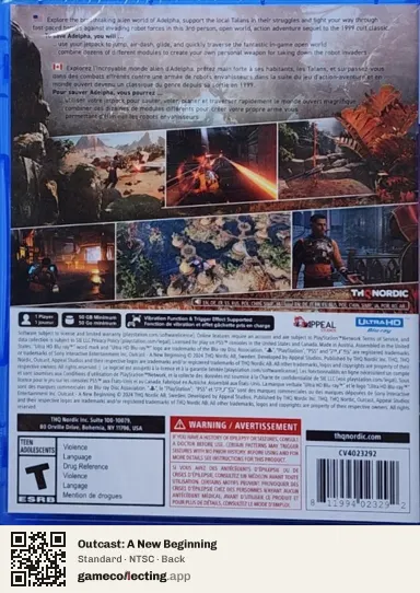 Outcast: A New Beginning PlayStation 5, NTSC box back