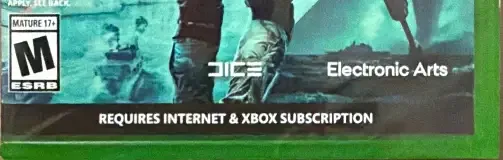 Battlefield 2042, the ESRB box on its front