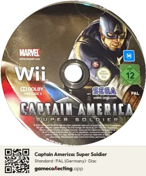 Captain America: Super Soldier Nintendo Wii, PAL disc