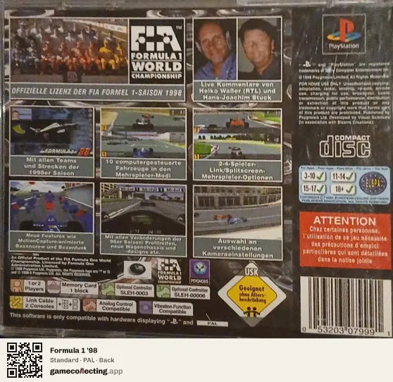 Formula 1 '98 PlayStation, PAL box back