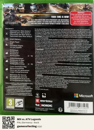 MX vs. ATV Legends Xbox Series X, Germany box back