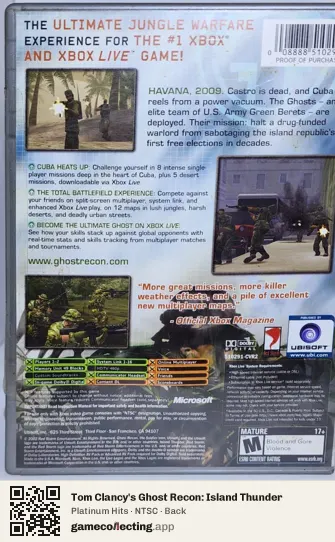 Tom Clancy's Ghost Recon: Island Thunder Xbox, NTSC box back