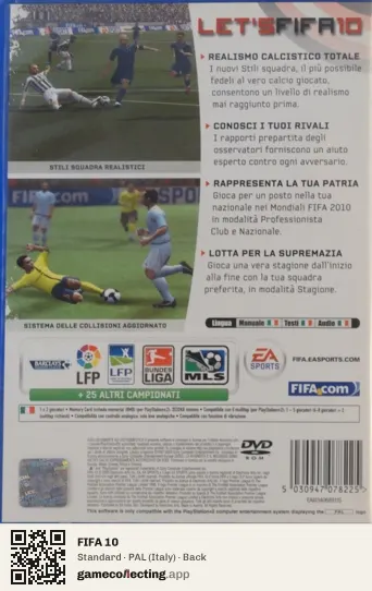 FIFA 10 PlayStation 2, Italy box back