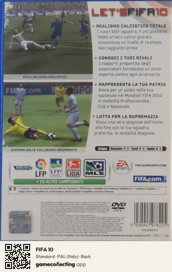 FIFA 10 PlayStation 2, Italy box back