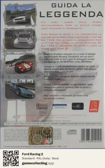 Ford Racing 2 PlayStation 2, Italy box back