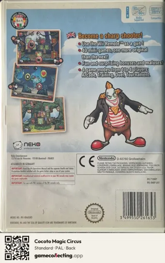 Cocoto Magic Circus Nintendo Wii, PAL box back