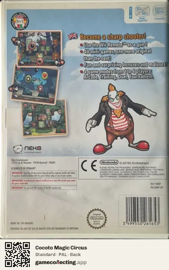 Cocoto Magic Circus Nintendo Wii, PAL box back