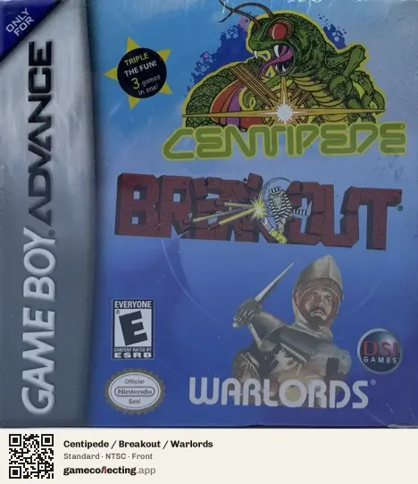 Centipede / Breakout / Warlords Game Boy Advance, NTSC box front
