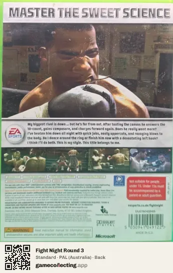Fight Night Round 3 Xbox 360, Australia box back