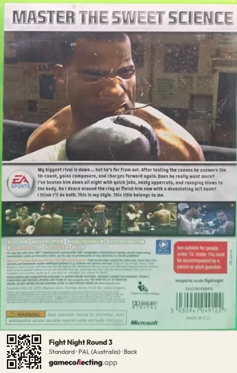 Fight Night Round 3 Xbox 360, Australia box back