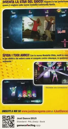 Just Dance 2015 Nintendo Wii U, Italy box back