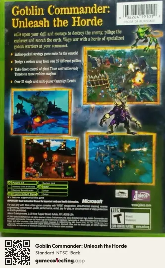 Goblin Commander: Unleash the Horde Xbox, NTSC box back