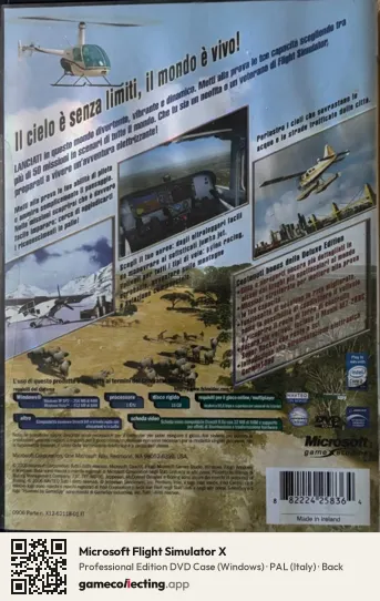 Microsoft Flight Simulator X Computer, Italy box back