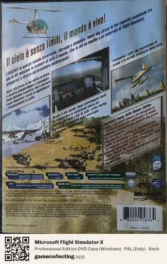 Microsoft Flight Simulator X Computer, Italy box back