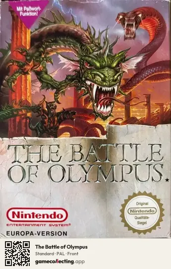 The Battle of Olympus Nintendo Entertainment System, PAL box front