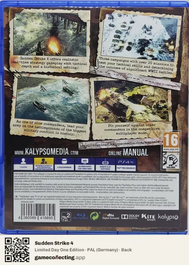 Sudden Strike 4 PlayStation 4, Germany box back