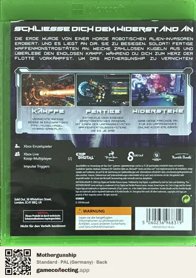 Mothergunship Xbox One, Germany box back
