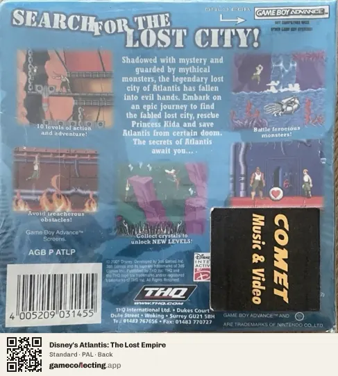 Disney's Atlantis: The Lost Empire Game Boy Advance, PAL box back