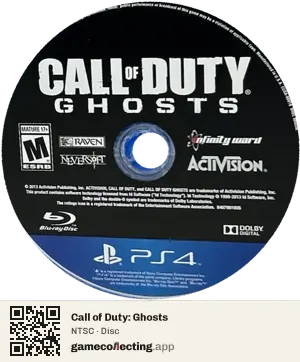 Call of Duty: Ghosts PlayStation 4, NTSC disc