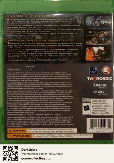 Darksiders Xbox One, NTSC box back