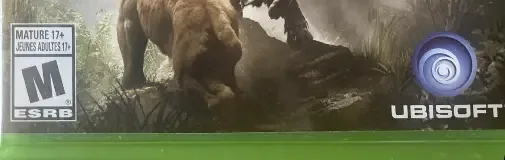 Far Cry Primal, the ESRB box on its front