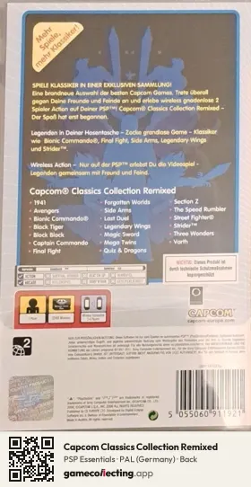 Capcom Classics Collection Remixed PlayStation Portable, Germany box back