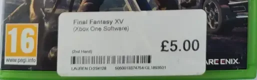 Final Fantasy XV, the PEGI square on its front