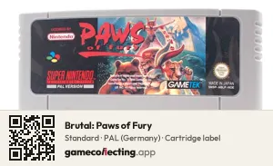 Brutal: Paws of Fury Super Nintendo Entertainment System, PAL cartridge label