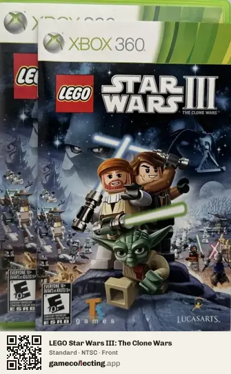 LEGO Star Wars III: The Clone Wars Xbox 360, NTSC box front