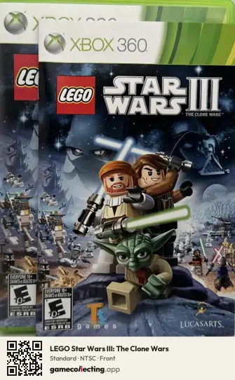 LEGO Star Wars III: The Clone Wars Xbox 360, NTSC box front