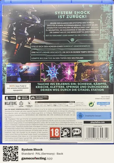 System Shock PlayStation 5, Germany box back