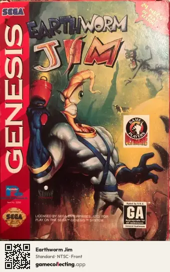 Earthworm Jim Sega Mega Drive / Genesis, NTSC box front