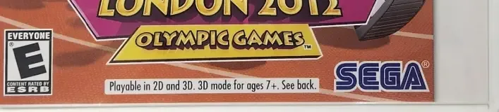 Mario & Sonic at the London 2012 Olympic Games, the ESRB box on its front