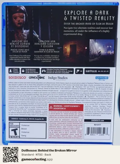 Dollhouse: Behind the Broken Mirror PlayStation 5, NTSC box back
