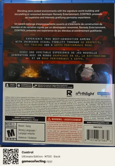 Control PlayStation 5, NTSC box back