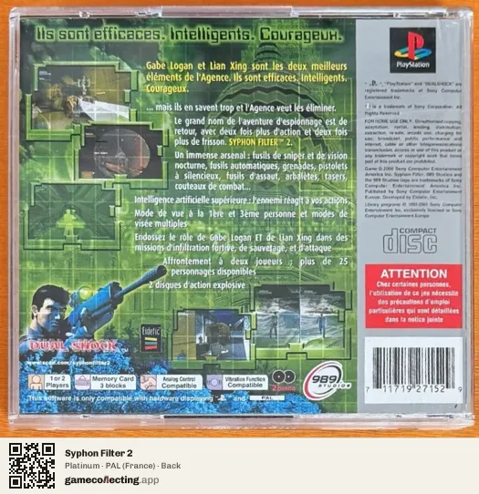 Syphon Filter 2 PlayStation, France box back