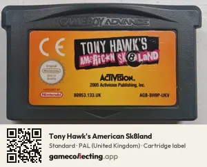 Tony Hawk's American Sk8land Game Boy Advance, PAL cartridge label