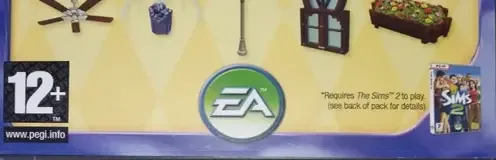 The Sims 2: Mansion & Garden Stuff, the PEGI square on its front