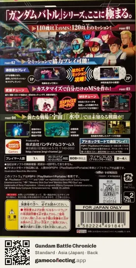 Gundam Battle Chronicle PlayStation Portable, Japan box back
