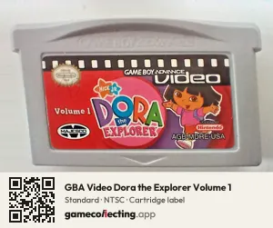 GBA Video Dora the Explorer Volume 1 Game Boy Advance, NTSC cartridge label