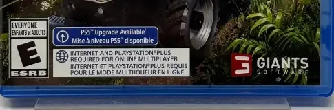 Farming Simulator 22, the ESRB box on its front