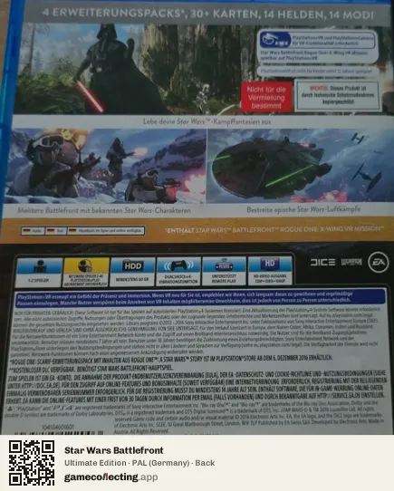 Star Wars Battlefront PlayStation 4, Germany box back