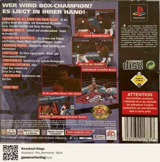 Knockout Kings PlayStation, Germany box back