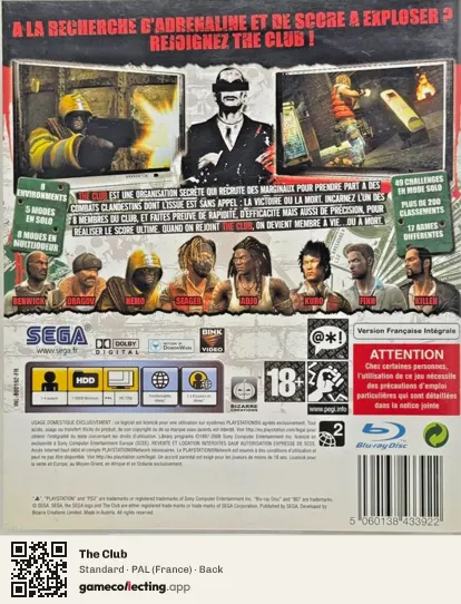 The Club PlayStation 3, France box back