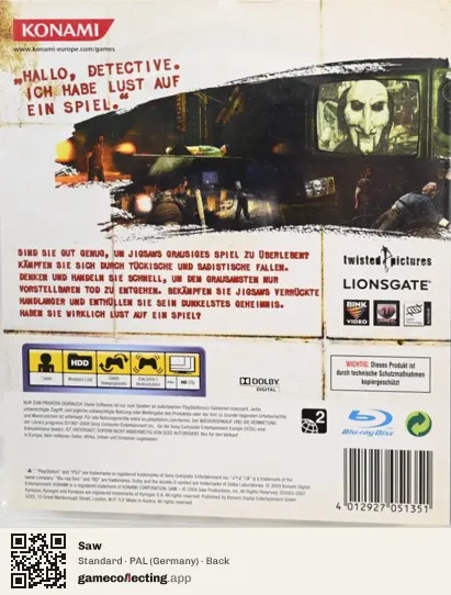Saw PlayStation 3, Germany box back