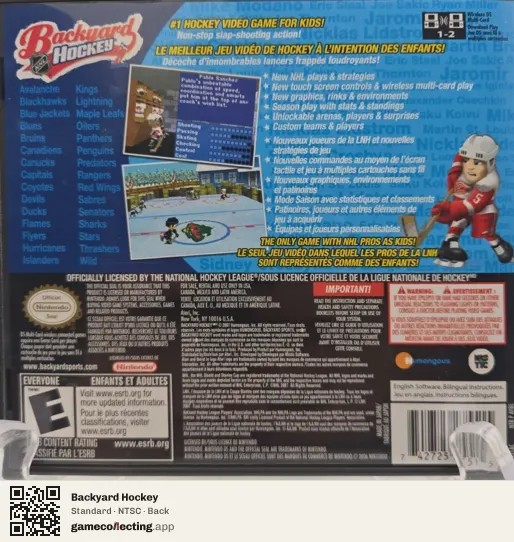 Backyard Hockey Nintendo DS, NTSC box back