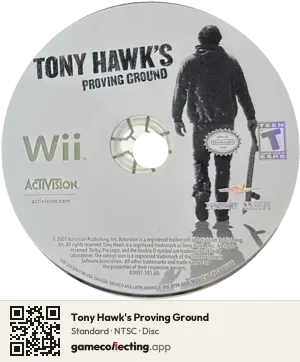 Tony Hawk's Proving Ground Nintendo Wii, NTSC disc